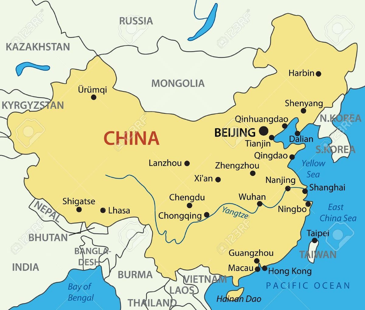 Tayvan ve Hong Kong haritası