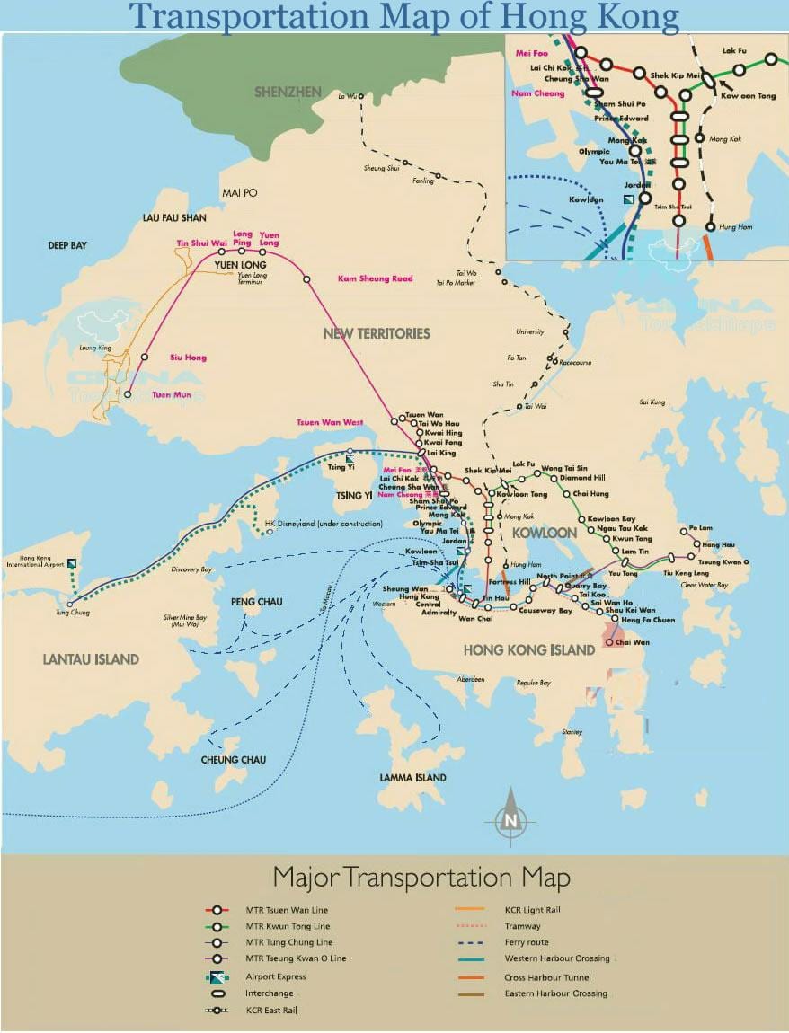 Hong Kong feribot güzergah haritası