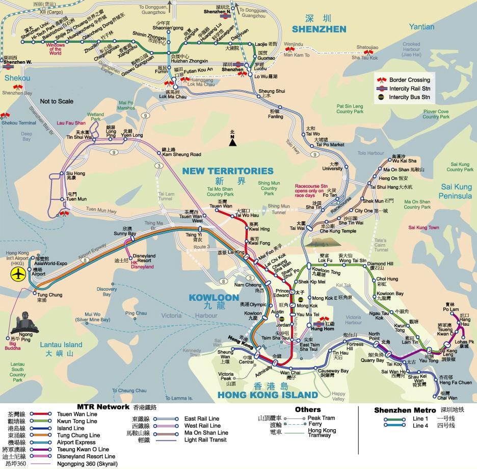 İngilizce Hong Kong haritası