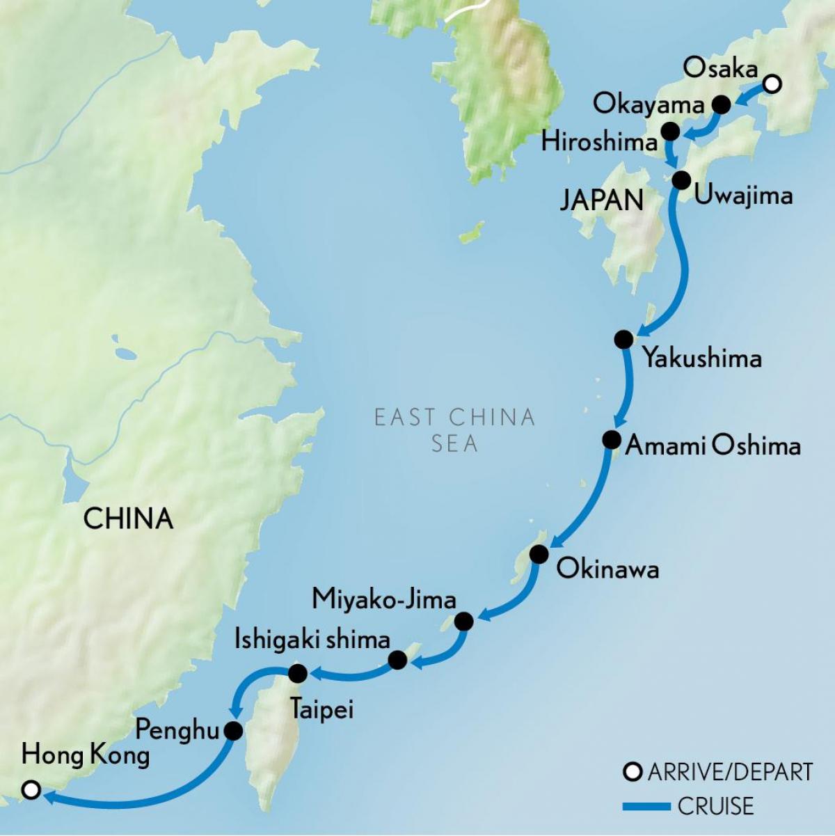 Hong Kong haritası ve Japonya