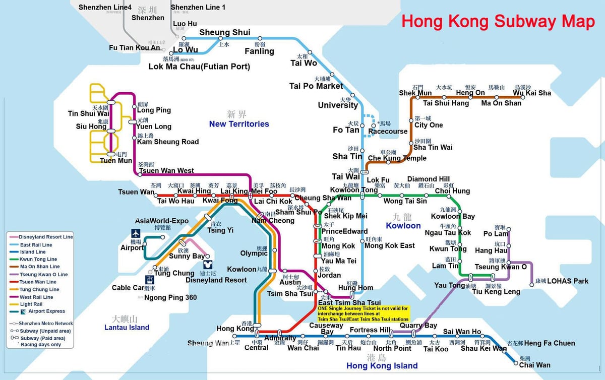 metro haritası Hong Kong