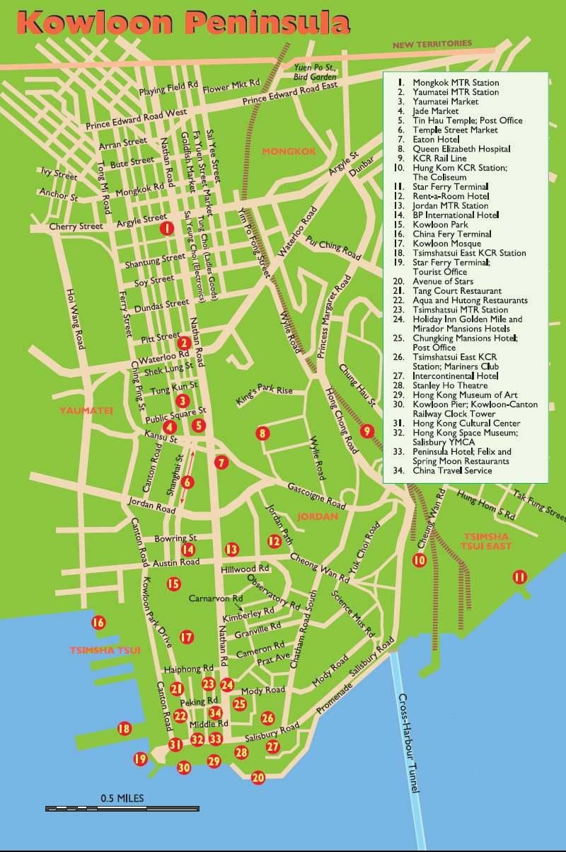 Kowloon turistik haritası