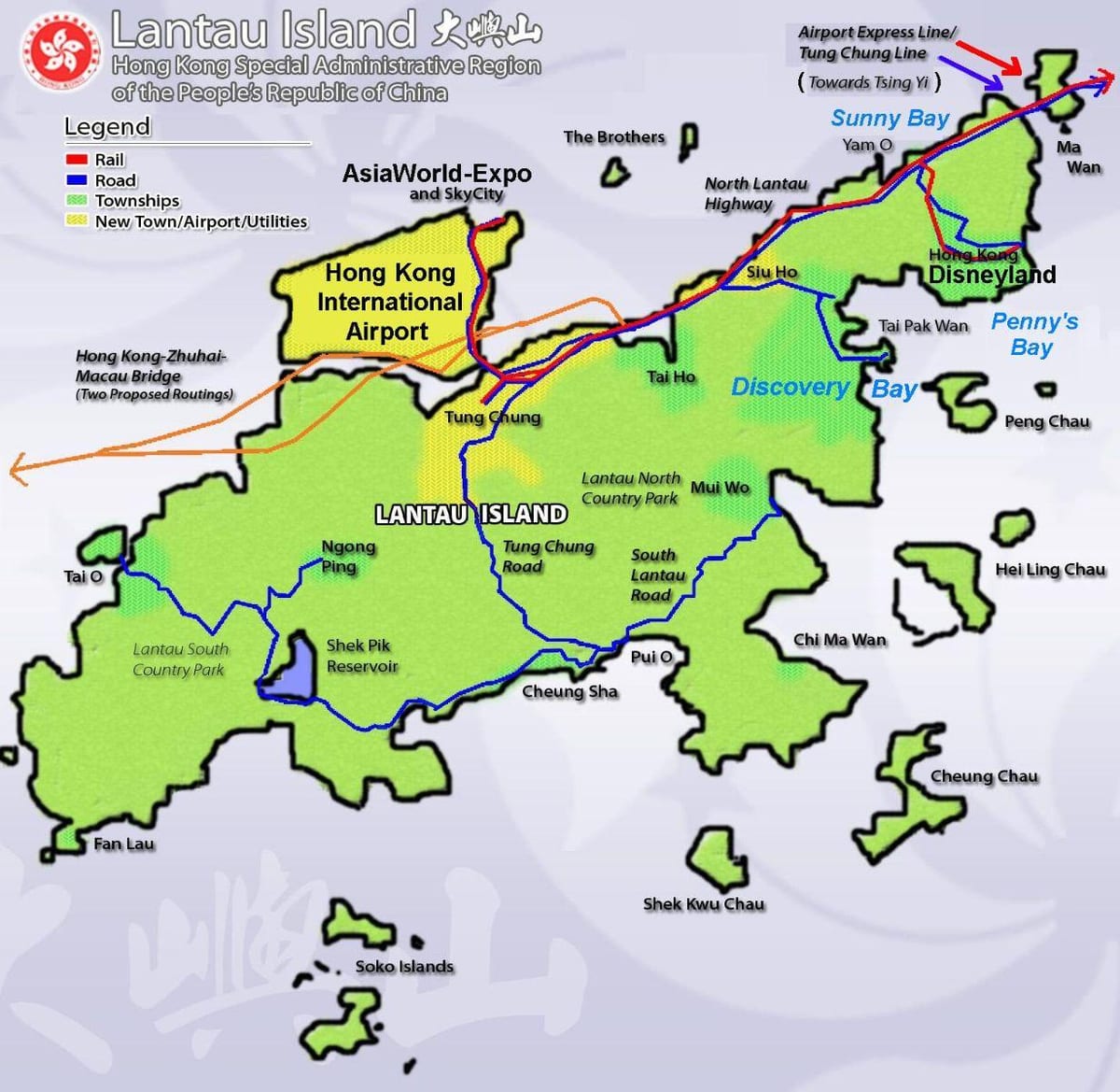 Hong Kong Adası turistik haritası