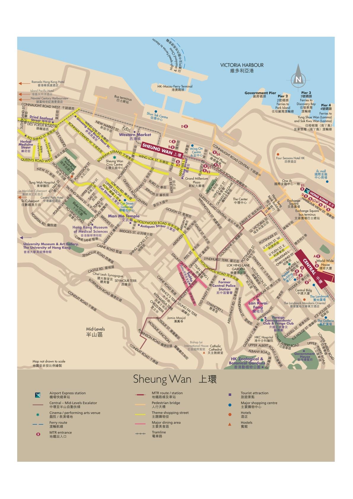 Sheung Wan MTR istasyonu haritası