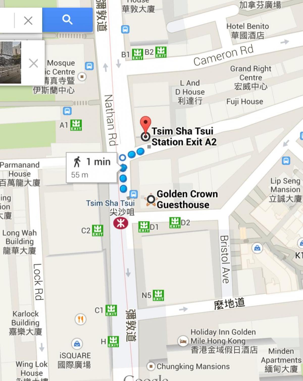Tsim Sha Tsui MTR istasyonu haritası